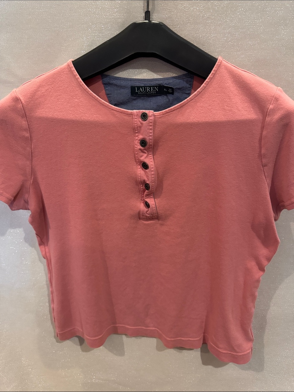 Lauren Ralph Lauren Coral Short-Sleeve Henley Tee